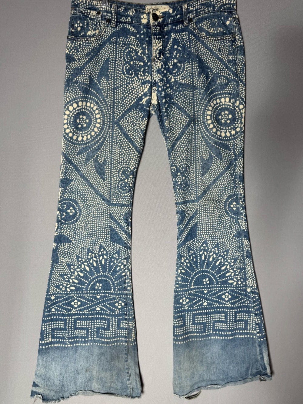 Rare Free People Discharge Bali Flare Jeans Malaya Wash Low Rise Bell Bottoms 28 - Picture 2 of 9